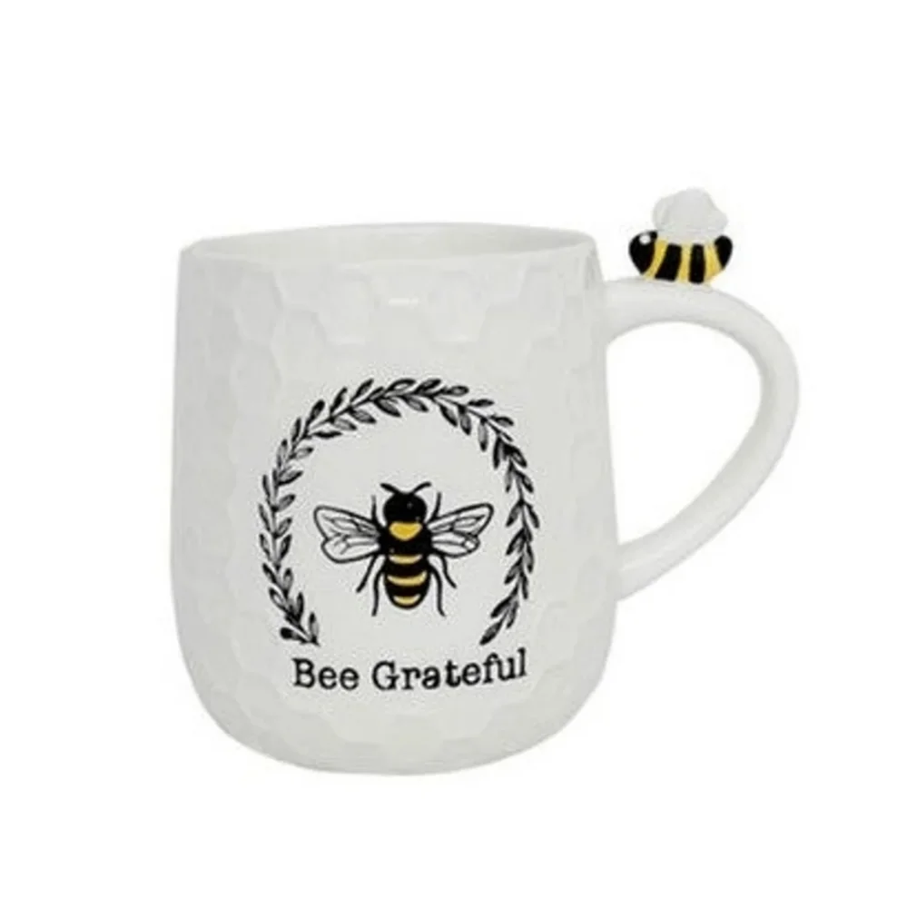 Bee Grateful OVERSIZED Ceramic Embossed Coffee Mug 20 Ounce BNWT 5☆ RETIRED